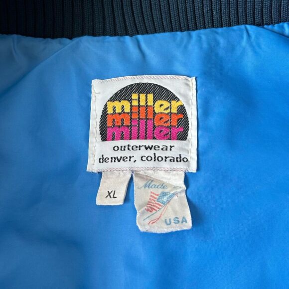 Vintage Miller Outerwear Insulated Vest Blue Western Yoke USA Made - Men's XL - Picture 11 of 16